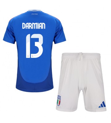 Italia Matteo Darmian #13 Primera Equipación Niños Eurocopa 2024 Manga Corta (+ Pantalones cortos)